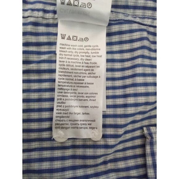 Calvin Klein Blue Checkered The Cotton Cashmere Casual Button Down Shirt Sz L - Picture 7 of 8